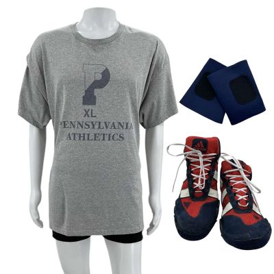 The Smashing Machine Mark Kerr (Dwayne Johnson) Screen Worn T-Shirt, MMA Shorts, (2) Knee Braces & Fighting Boots Ch 303 Sc 97-1 | VIP Fan Auctions