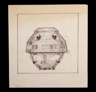 Harry Lange Auction | Hand-Drawn Escape Pod Exterior View | Propstore