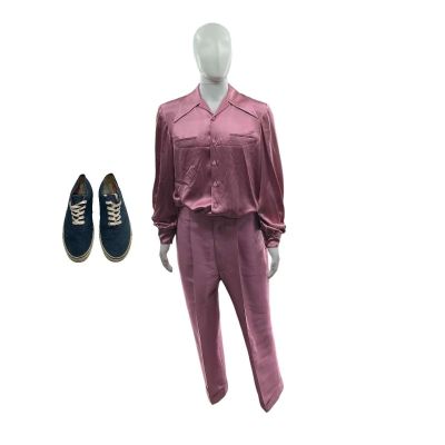 Lot 63: Marty Supreme Bela Screen Worn Pajama Shirt, Pajama Pants & Sneakers Ch 4 Sc 42-49 | VIP Fan Auctions