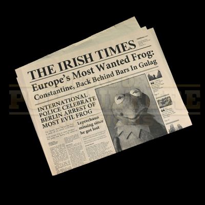 Lot 40 - Muppets Most Wanted – “The Irish Times Newspaper” Featuring Kermit The Fr | Icons of Pop Culture