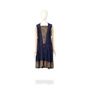 Lot 216 - Lily James (as Lady Rose): Navy blue and gold lace evening dress First seen in Season 4, Episode 2