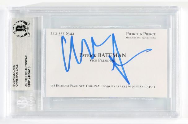 Christian Bale as Patrick Bateman in American Psycho (Beckett Encapsulated) Signed Pierce & Pierce Business Card | SWAU