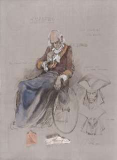 Amadeus Costume Design Sketch for "Old Salieri" Made and Signed by Theodor PiŠtěk (1984). | Heritage