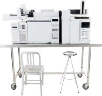 Group of Scientific Instruments, Rolling Table and Seating from CSI: Crime Scene Investigation<...