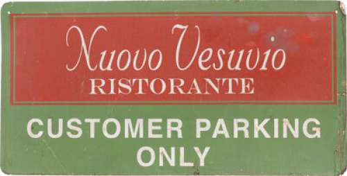 Nuovo Vesuvio Ristorante Parking Sign from The Sopranos (HBO, 1999-2007).... | Heritage
