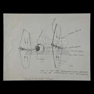STAR WARS - EP IV - A NEW HOPE (1977) - Lot 277 - Hand-Drawn Colin Cantwell TIE Fighter Concept Design