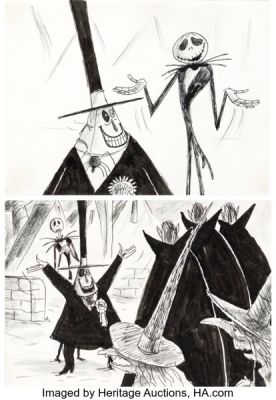 Tim Burton’s The Nightmare Before Christmas Pair of Original Jack and the Mayor Storyboards by Jørgen Klubien (Disney/Touchstone, 1993). (Total: 2 Items) | Heritage