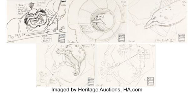 Space Ace Storyboards Original Art Group of 5 (Don Bluth, 1983). (Total: 5 Items) | Heritage
