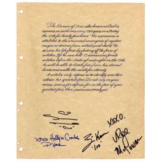Charmed (T.V. Series, 1998-2006) - Lot 620 - Shannen Doherty, Rose McGowan, and Holly Marie Combs-Autographed Book of Shadows Page
