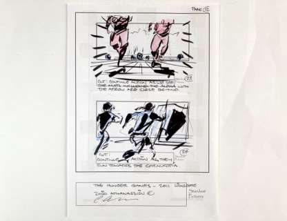 The Hunger Games : Original Storyboard Art Signed by Dino Athanassiou (Lions Gate, 2012) | Catawiki