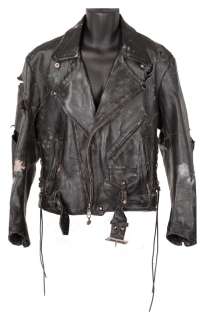 Lot 754 - Arnold Schwarzenegger “The Terminator” leather jacket and leather glove from The Terminator