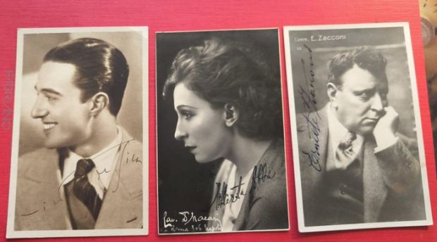 Vittorio De Sica(da giovane) - Ermete Zacconi - Marta Abba - Tre foto autografate | Catawiki
