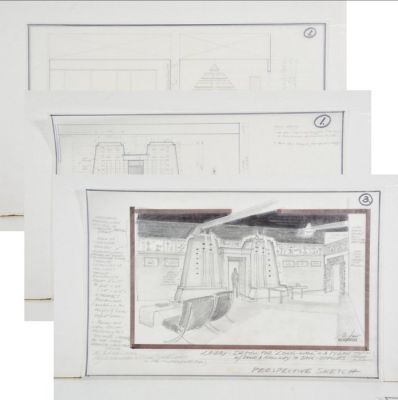 Stargate - - Movie prop (1994) – Lot of 13 Original Production Drawings by Holger Gross (handsigned, official stamp) | Catawiki