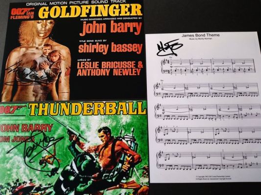 James Bond 007: Goldfinger + Thunderball + Dr. No - Lot of 3 - Shirley Bassey + Tom Jones + Monty Norman (+) - Autographs, Photos with COA | Catawiki