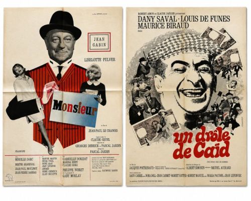 Jean Gabin & Louis de Funès – Groot formaat - 2 originele Franse bioscoopaffiches - - | Catawiki