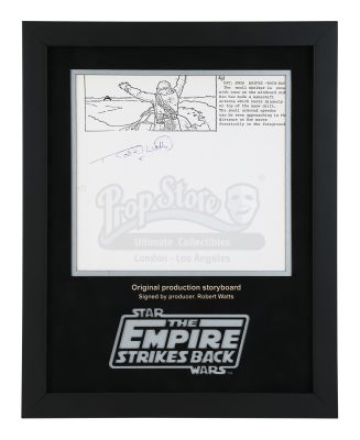 Star Wars: the Empire Strikes Back | Robert Watts-Autographed Production-Used Storyboard Display - Han Waves Frantically | Propstore (Buy Now)
