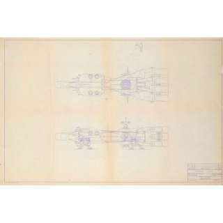 Star Wars: a New Hope (1977) | 1165. Matted Printed Joe Johnston Pirate Ship (Millennium Falcon) Production Dyeline | Propstore