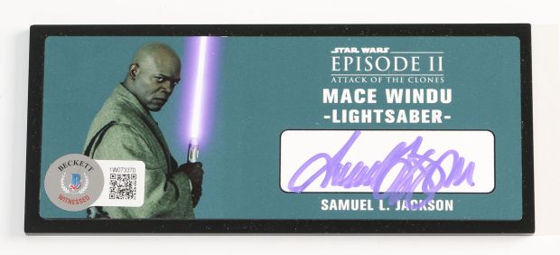 Samuel L. Jackson as Mace Windu in Star Wars Episode II: Attack of the Clones (Beckett) Signed Lightsaber Plate | SWAU