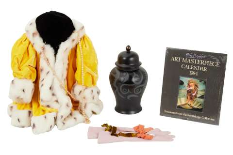 The Muppets - Lot #378 - Miss Piggy - "Young Lady Adorning Herself with Pearls (and Why Not?)" Costume and Vase from The Kermitage Collection (with Calendar)