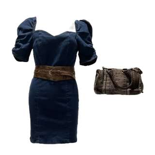 Lot #32 – Hustlers Annabelle Lili Reinhart Screen Worn Dress Belt Earrings Bracelet & Purse Ch 3 Sc 85-92