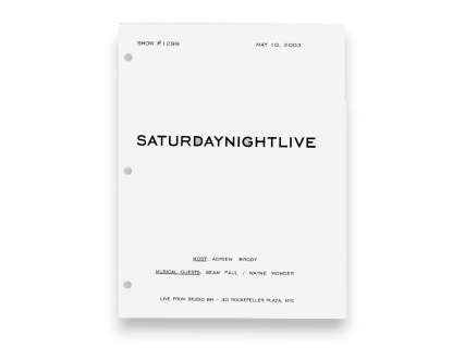 Lot 389 - 2003 Saturday Night Live Script, Adrien Brody