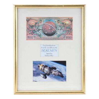 SERENITY (2005) - Lot #2151 : Framed Nathan Fillion-Autographed Alliance 500 Banknote