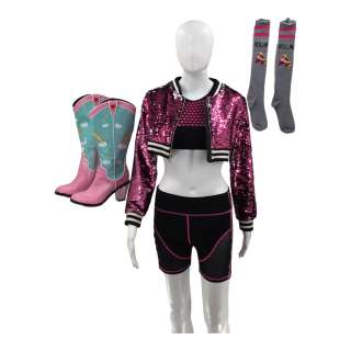 Heels Crystal Tyler Kelli Berglund Screen Worn Care Bear Boots, Sequin Crop Jacket, Mesh Bra, Bike Shorts & Knee High Socks Ch 1,1a Sc Multiple Ep 202 | VIP Fan Auctions