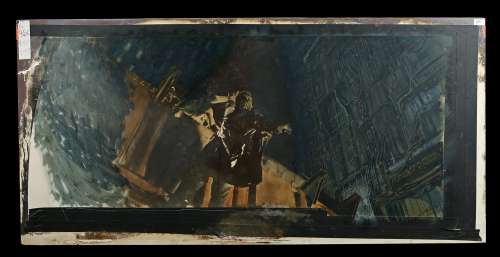 Blade Runner (1982) | Matthew Yuricich Matte Painting - Building Exterior for Roy (Rutger Hauer) Saving Deckard (Harrison Ford) | Propstore