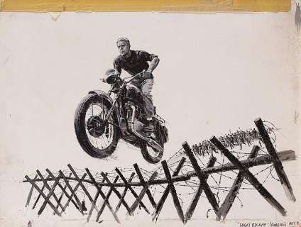 Lot 571 - Original poster art of Steve McQueen for The Great Escape.