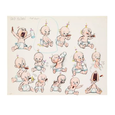 Walt Disney Studios "Baby Herman" Original Production Rough Character Sheet from Who Framed Roger Rabbit? (1988) - Pen, Ink, Marker on Drawing Paper - 24 x 19 - Thompson LOP, Bear Burge LOA | Goldin