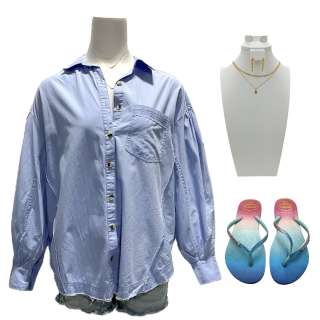 Road House Ellie Screen Worn Shirt, Shorts, Necklace, Earrings & Sandals Ch 3 Sc 59-69 | VIP Fan Auctions