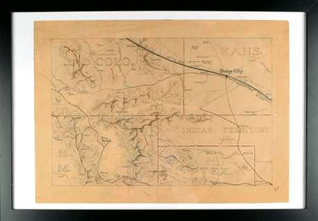 Lot #7078 - Randolph Scott‘s Screen-used Hand-drawn Map from The Bounty Hunter
