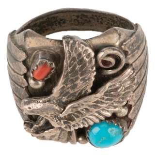 Lot 1402 - Jeff Goldblum ‘Ian Malcolm‘ signature silver eagle ring from Jurassic Park.