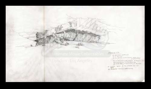 Harry Lange Auction - Lot 58 - Hand-Drawn Jawa Tracked Vehicle with Handwritten Production Annotations