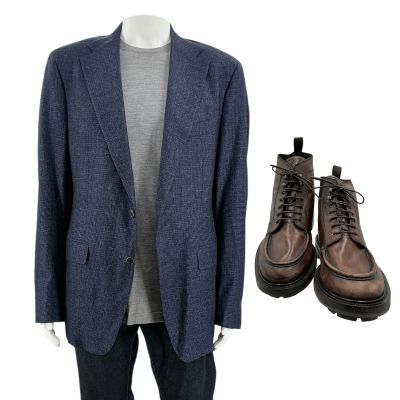 Lot 133: Relationship Goals Jarrett Roy Screen Worn Blazer, Sweater, Pants & Boots Ch 2 Sc Multiple | VIP Fan Auctions