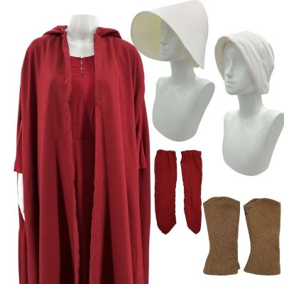 Lot #238: The Handmaid’s Tale June Osborne Screen Worn Stunt Double Cloak, Dress, (2) Bonnets, Sleevelets & Spatts Ep 104