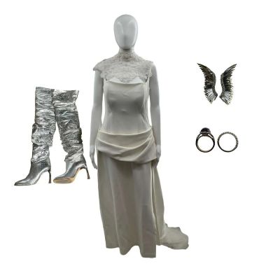 Lot 37: Is God Is Divine Screen Worn Dress, Earrings, 2 Piece Wedding Ring Set, Boots & Wedding Lace Cape Ch 1 Sc 43-45 | VIP Fan Auctions