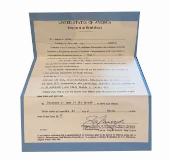 Lot 260 - The Irishman Jimmy Hoffa Subpoena Letter