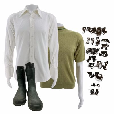Lot 31: Tony Tony Screen Worn (2) Shirts, (30) Wig Pieces & Wellies Ch 3, 7, 39a Sc Multiple | VIP Fan Auctions