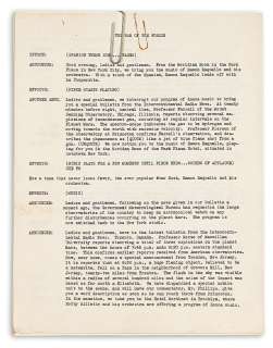 Lot 277 - An early draft of The War of the Worlds radio script