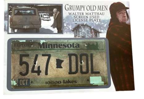 Lot 102 - Grumpy Old Men (1993) - Max Goldman (Walter Matthau) Screen Used License Plate With Display