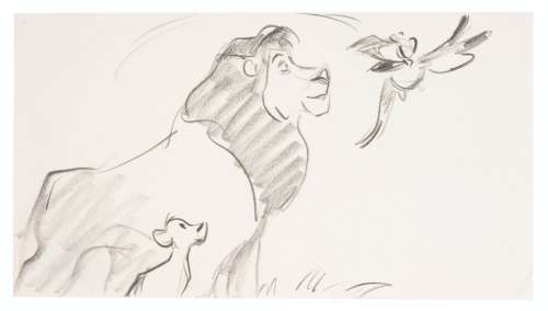 A "The Lion King" Mufasa and Simba Storyboard Panel. | Van Eaton Galleries