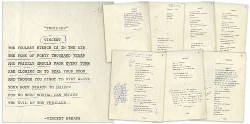 Vincent Price’s Personally Owned Script From the ’’Thriller’’ Music Video -- With Price’s Handwritten Notes, Including a Mention of the Singer Prince Visiting -- With LOA From Price’s Daughter | Nate Sanders