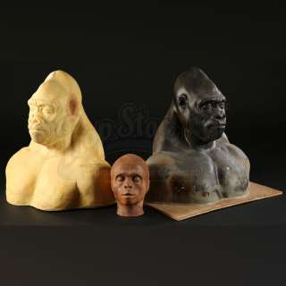 Lot #779 : PLANET OF THE APES (2001) - Two Attar (Michael Clarke Duncan) Gorilla Busts and Ari (Helena Bonham Carter) Paint Test