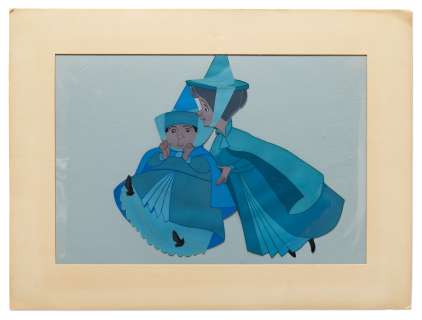 Disney Animation Screen-Used Cel from ’’Sleeping Beauty’’ of Fairy Godmothers Fauna & Merryweather | Nate Sanders
