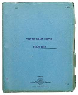 Script from the 1950 Film ’’Three Came Home’’, Written by Academy Award Nominated Screenwriter Nunnally Johnson | Nate Sanders