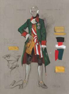 Amadeus Costume Design Sketch for "Emperor Josef" Made and Signed by Theodor PiŠtěk (1984). | Heritage
