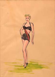Marilyn Monroe "Annabel Jones Norris" Bikini Sketch by Elois Jenssen for We‘re Not Married! (TCF, 1952).