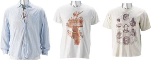 Hugh Laurie "Dr. Gregory House" Pair of Graphic Tees and Light Blue Shirt from House (NBC TV...