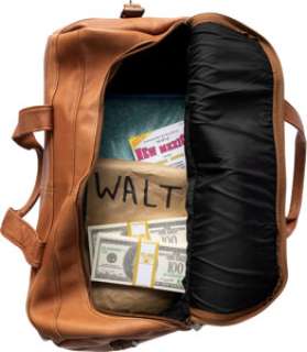 Bryan Cranston "Walter White" Butterscotch Leather Weekend Duffel Bag with Blue Sky Meth Portioned Gallon Plastic Zip Bag fro... | Heritage